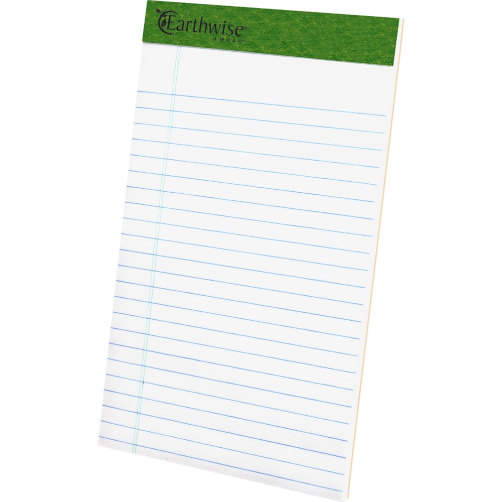 TOPS Recycled Perforated Jr. Legal Rule Pads - 50 Sheets - 0.28in Ruled - 15 lb Basis Weight - 5in x 8in - Environmentally Friendly, Perforated - Recycled - 1 Dozen