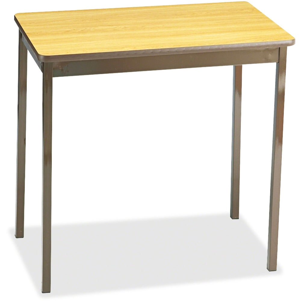 Barricks Utility Table - Laminated Rectangle, Light Oak Top - Square Leg Base - 4 Legs - 30in Table Top Length x 18in Table Top Width x 0.75in Table Top Thickness - 30in Height - Assembly Required - Steel