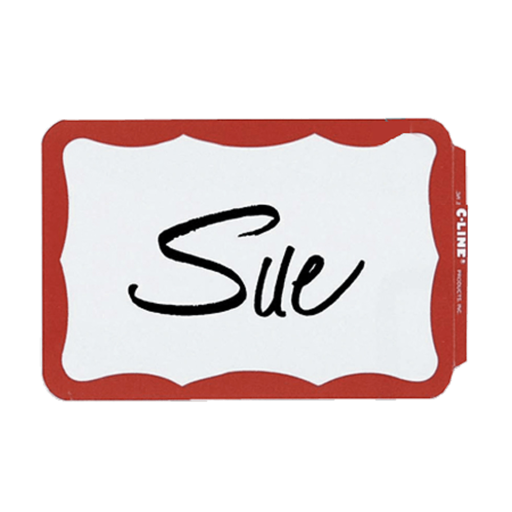 Maco Name Badges, Red Border, Pack Of 100