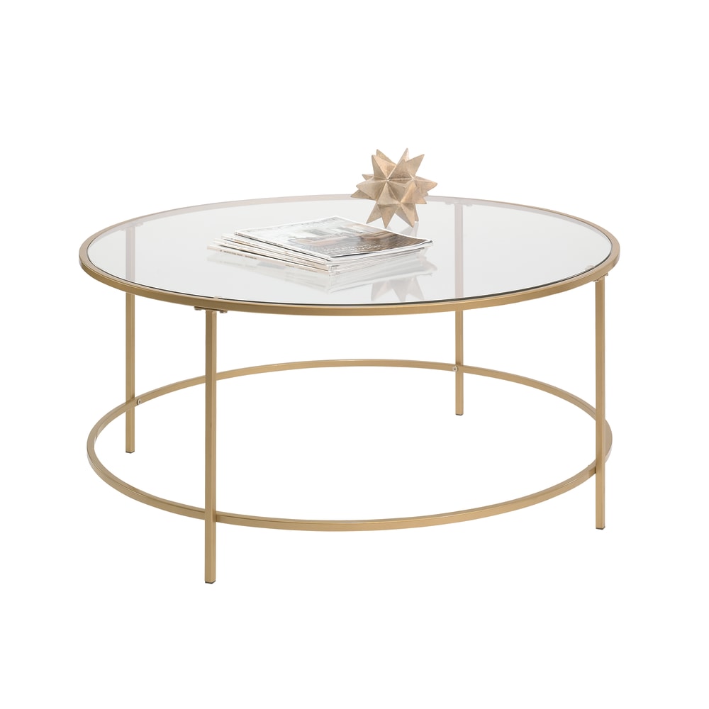Sauder International Lux Coffee Table, Round, Satin Gold