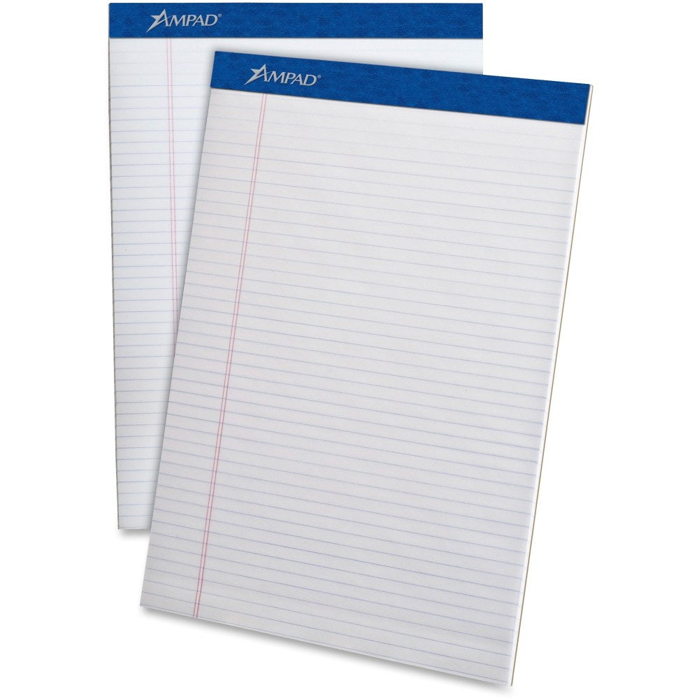 Ampad Perforated Ruled Pads - Letter - 50 Sheets - Stapled - 0.25in Ruled - 20 lb Basis Weight - Letter - 8 1/2in x 11in8.5in x 11.8in - White Paper - White Cover - Sturdy Back, Header Strip, Pinhole Perforated, Chipboard Backing - 1 Dozen