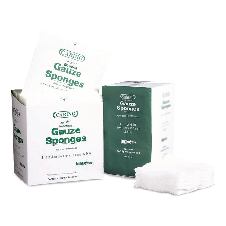 Non-Woven Gauze Sponges, Non-Sterile, 4-Ply, 4 x 4, 200/Box