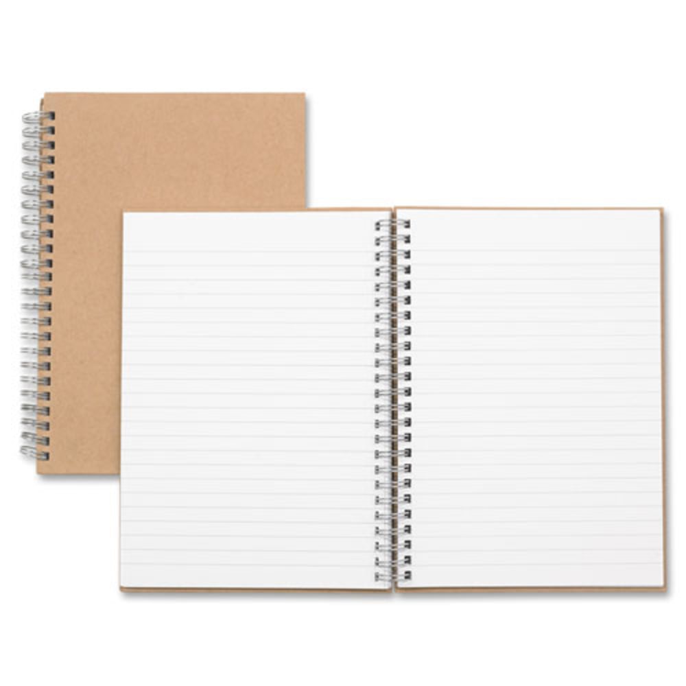 Nature Saver Hardcover Twin Wire Notebooks - 80 Sheets - Wire Bound - 0.25in Ruled - Ruled - 22 lb Basis Weight - 8 1/4in x 5 7/8in - Brown Cover - Kraft Cover - Hard Cover, Heavyweight, Micro Perforated - Recycled - 1Each
