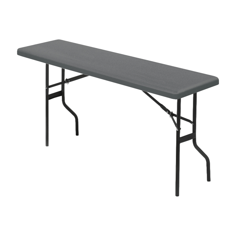 Iceberg Resin Folding Table, 72inW x 18inD, Charcoal/Black