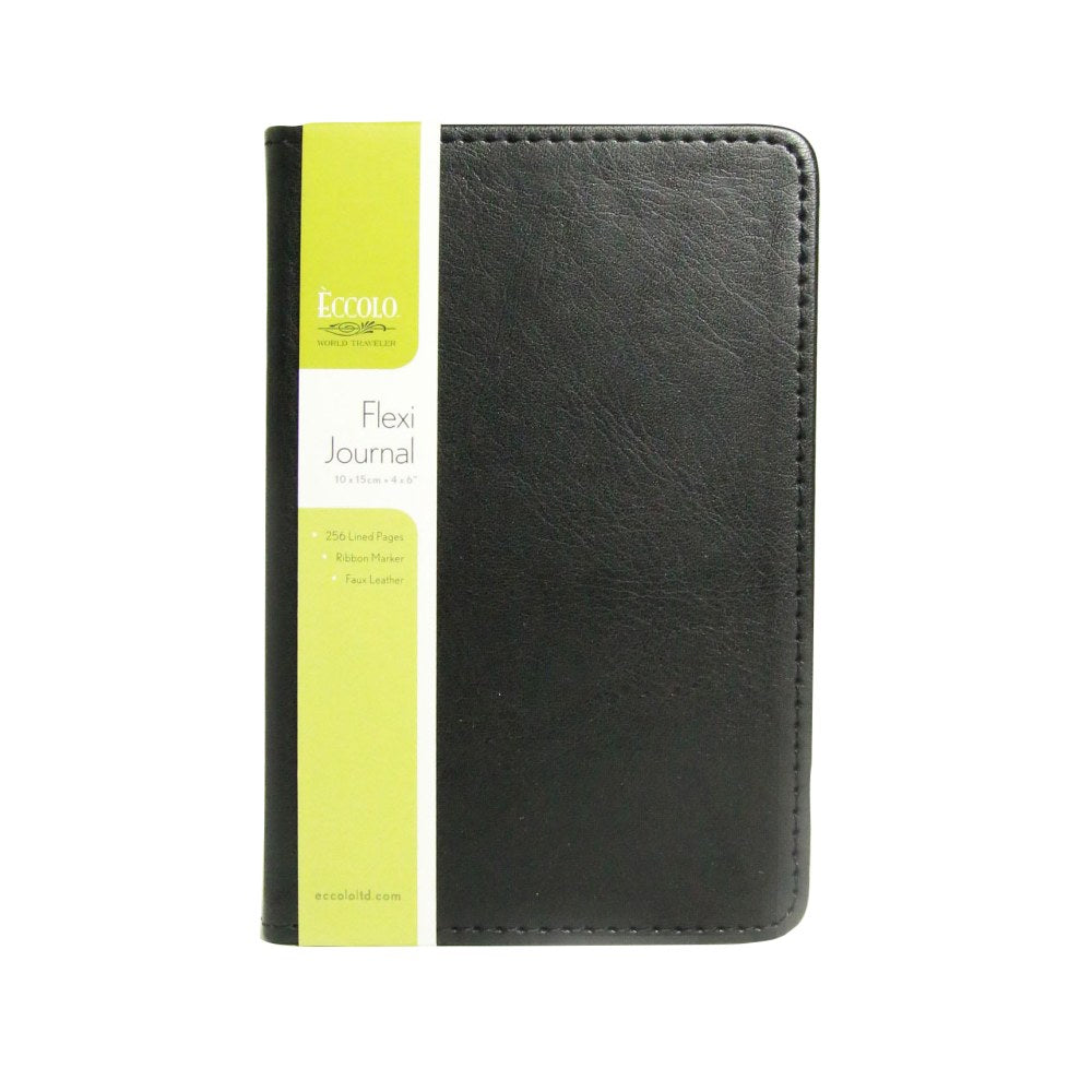 Eccolo Flexi Journal, 4in x 6in, 256 Pages (128 Sheets), Black