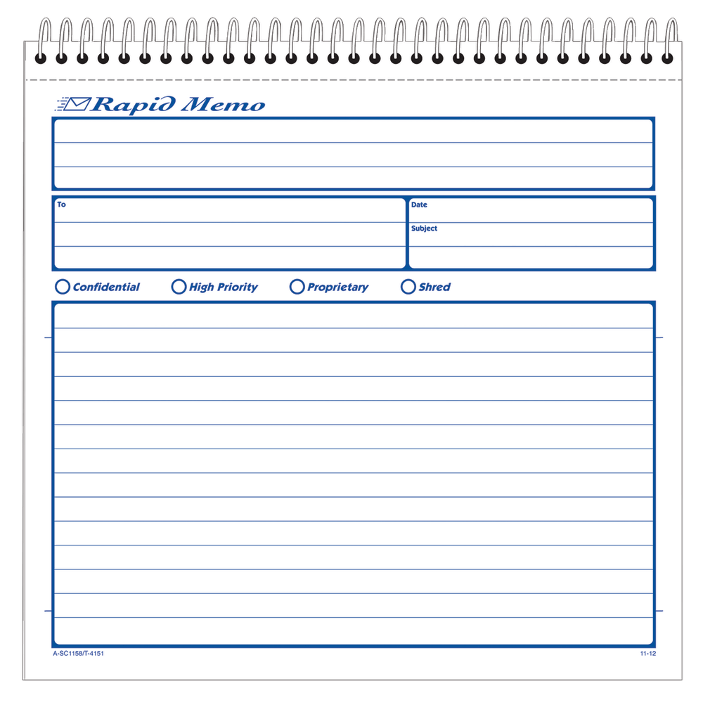 Adams Rapid Memo Book, 8 1/2in x 8 1/4in, 50 Sheets