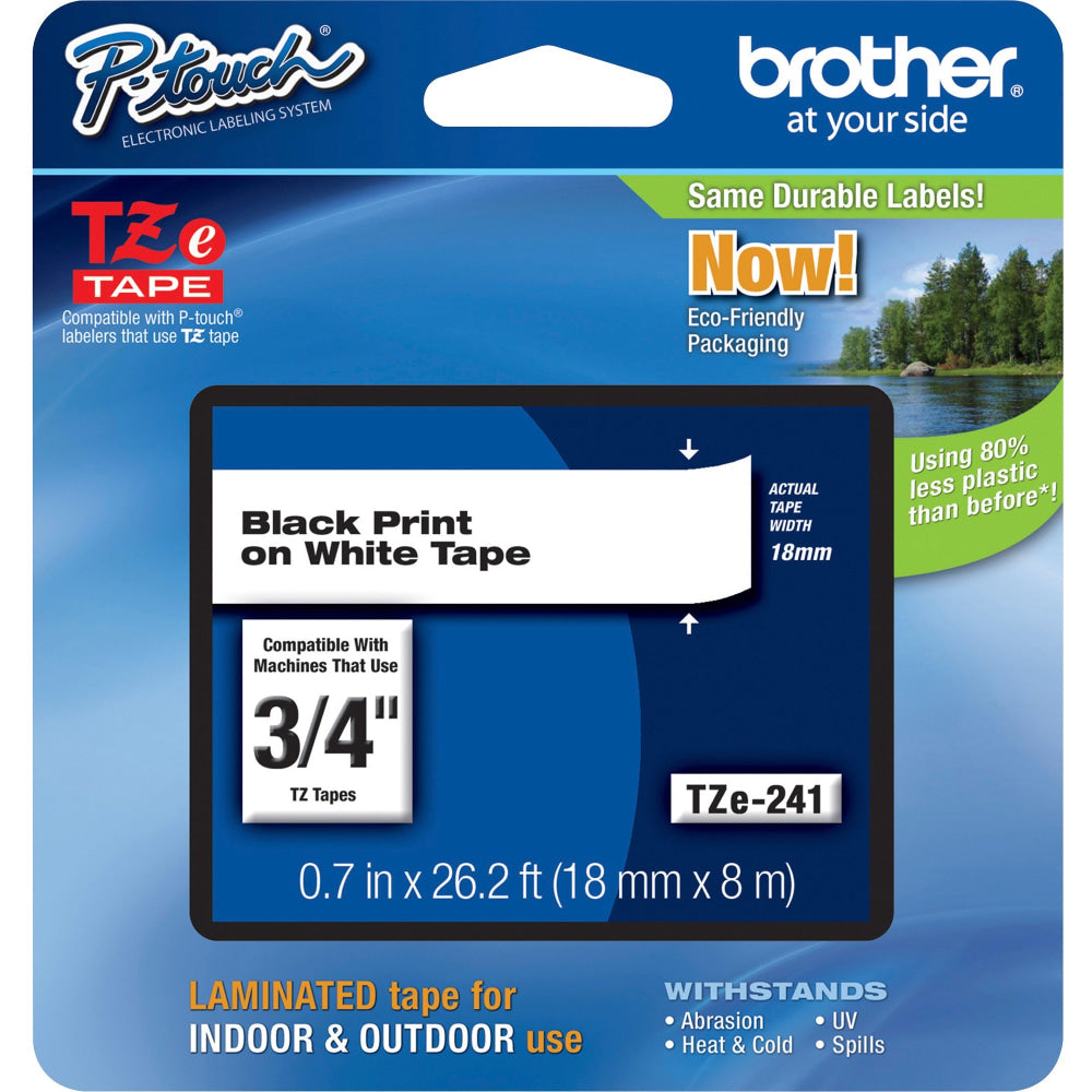 Brother TZe-241 Label Maker Tape, 3/4in x 26 3/16ft, White