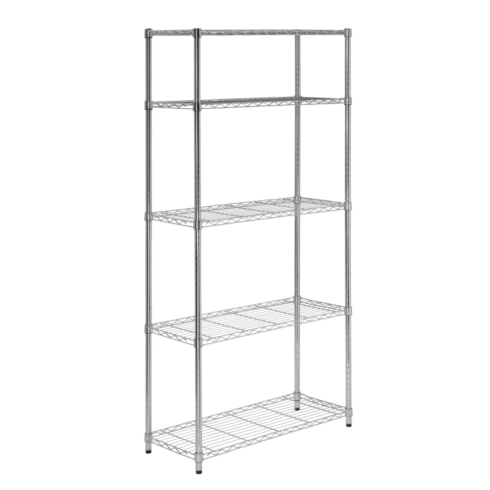 Honey-can-do SHF-01443 Urban Shelving 5-Tier Adjustable Storage Shelving Unit, Chrome - 5 Tier(s) - 72in Height x 14in Width36in Length - Floor - Durable, Adjustable Shelf, Rust Resistant - Steel