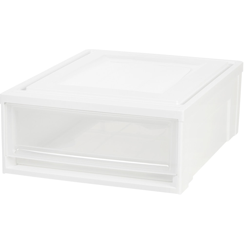 IRIS Stackable Storage Box Drawer - External Dimensions: 19.6in Length x 15.8in Width x 7in Height - 5.50 gal - Stackable - Plastic - Clear, White - For Accessories, Craft Supplies, Toiletries - 4 / Carton