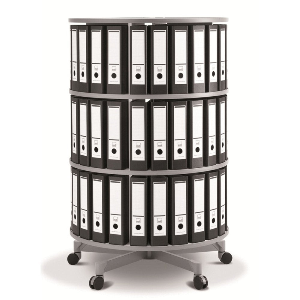 Moll One Turn Binder And File Carousel Shelving, 3 Tier, White