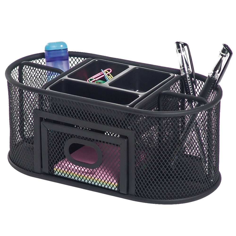 Office Depot Brand Mesh Oval Desk Organizer, Black