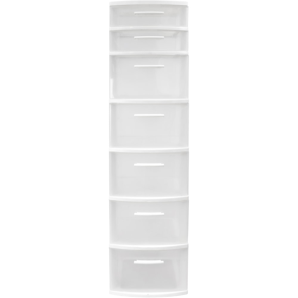 Inval 7-Drawer Storage Cabinet, 39in x 13in, Clear/White