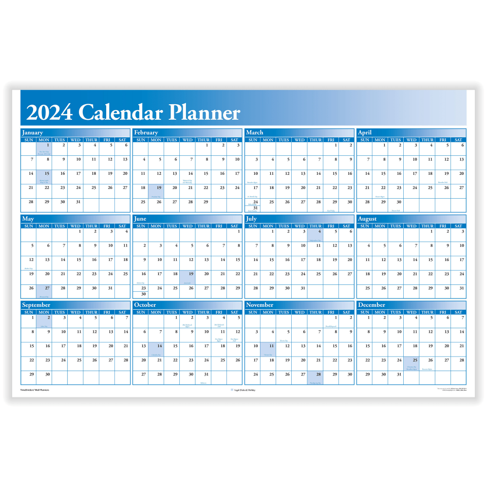 ComplyRight 2024 Calendar Planner, 36in x 24in, Blue