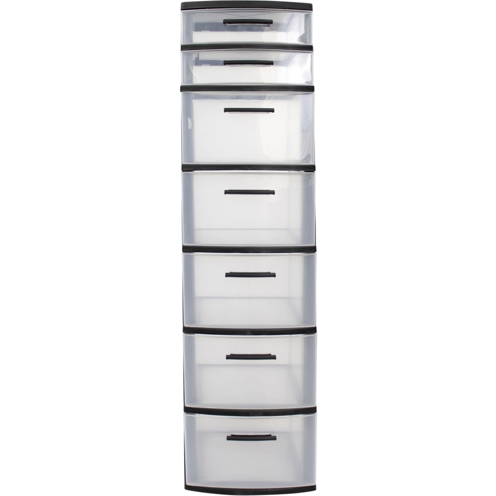 Inval 7-Drawer Storage Cabinet, 39in x 13in, Clear/Black