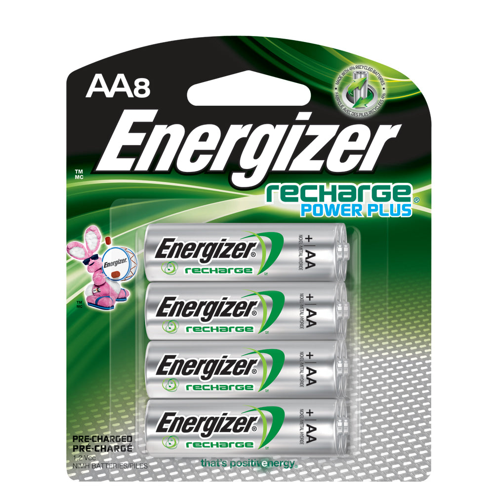Energizer Rechargeable NiMH AA Batteries, Pack Of 8