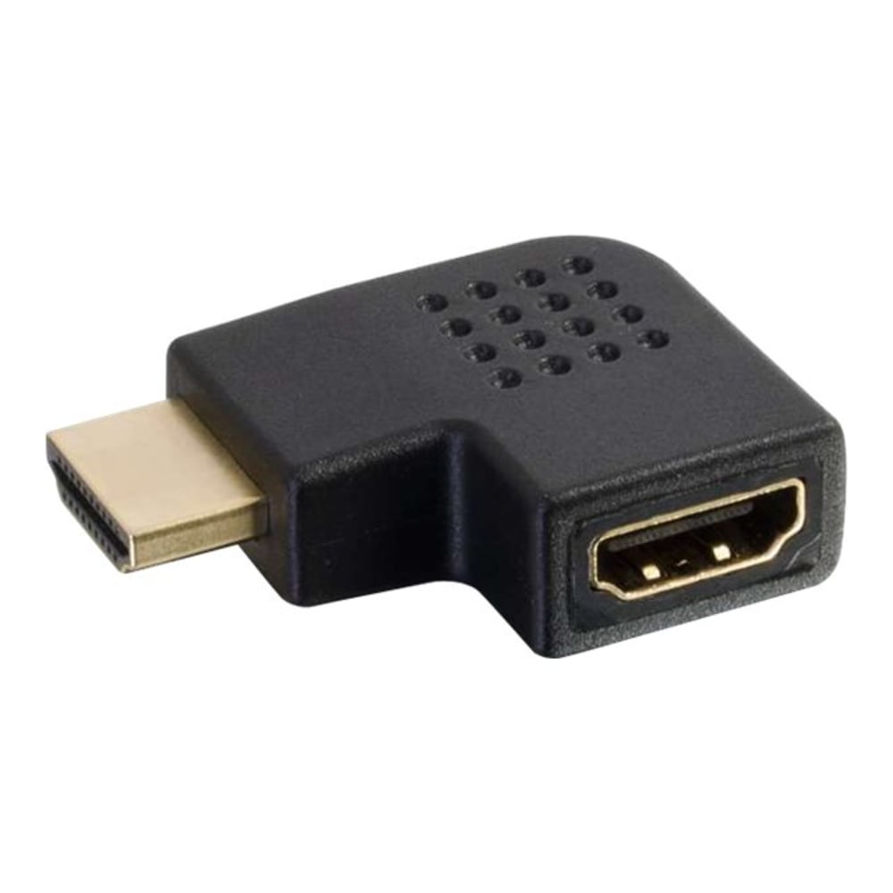 C2G Right Angle HDMI Adapter - Left Exit - 1 x HDMI Digital Audio/Video Female - 1 x HDMI Digital Audio/Video Female - Gold Connector - Black