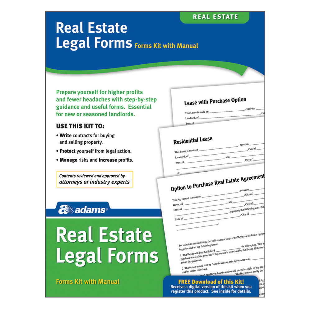 Adams Real Estate Legal Forms Kit, 8 1/2in x 11in
