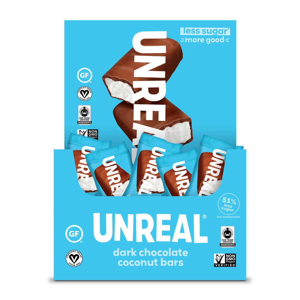 Unreal Dark Chocolate Coconut Bars, 0.53 Oz, Pack Of 40 Bars
