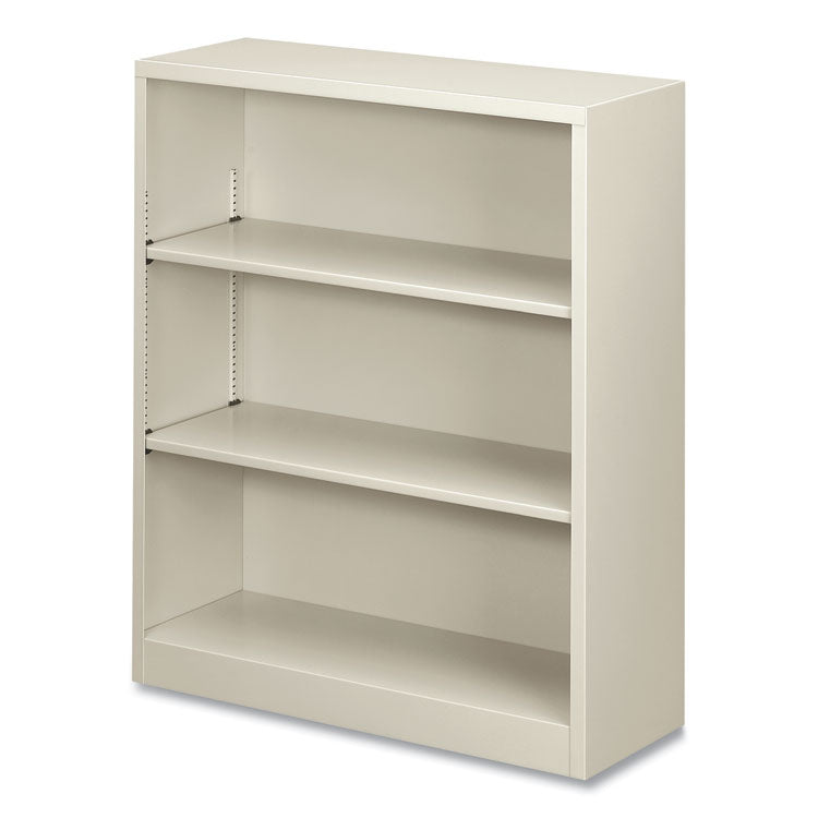 Metal Bookcase, Three-Shelf, 34.5w x 12.63d x 41h, Light Gray