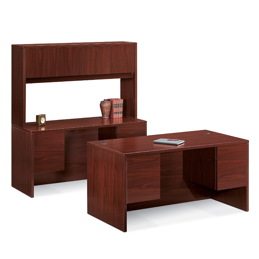 HON 10500 60inW Double-Pedestal Computer Desk, Mahogany