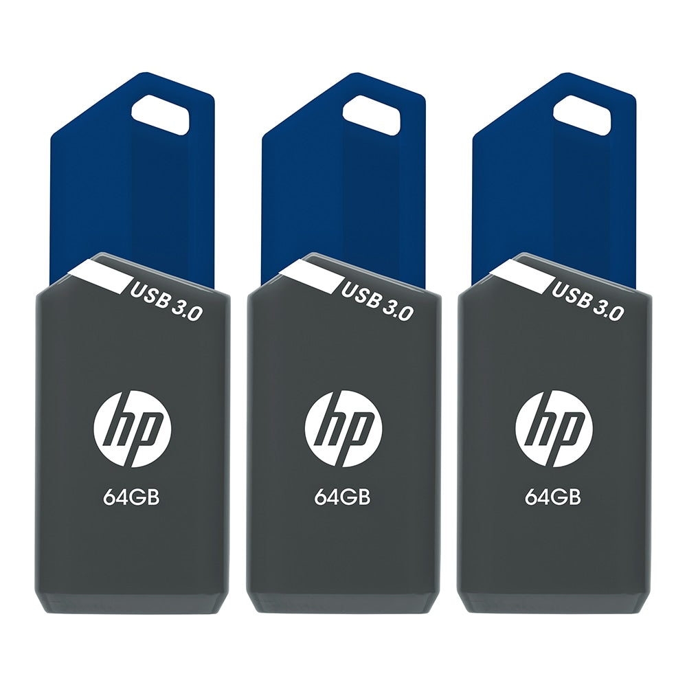 HP x900w USB 3.0 Flash Drives, 64GB, Pack Of 3 Drives