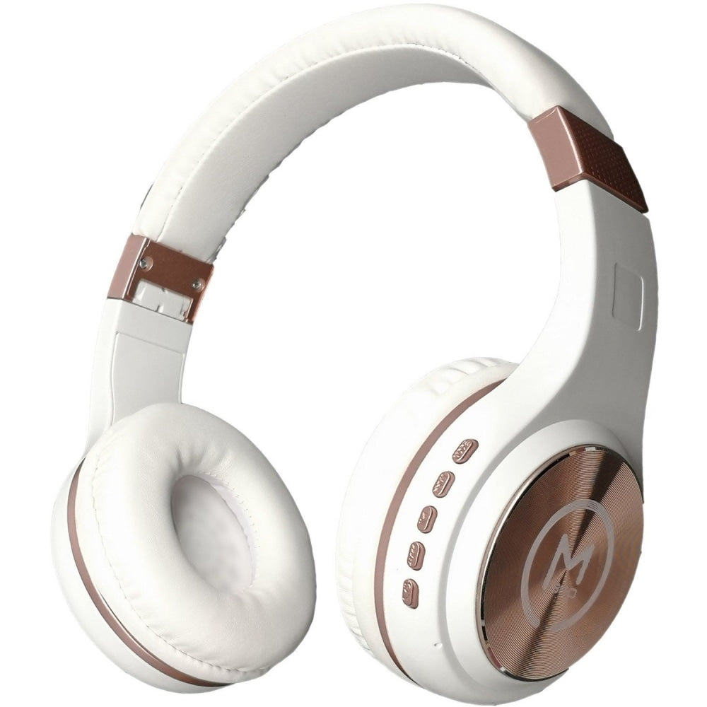 Morpheus 360 SERENITY Wireless Over-the-Ear Headphones, Hi-Fi Stereo, Wireless Headset with Microphone, HP5500R - Stereo - Mini-phone (3.5mm) - Wired/Wireless - Bluetooth - 32 Ohm - 20 Hz - 22 kHz - Over-the-head - Rose Gold, White