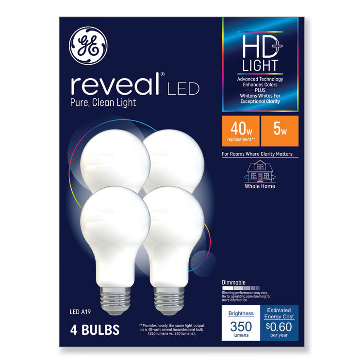 Reveal Hd+ Led A19 Light Bulb, 5 W, 4/pack