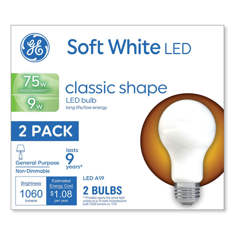 Classic Led Soft White Non-Dim A19 Light Bulb, 9 W, 2/pack