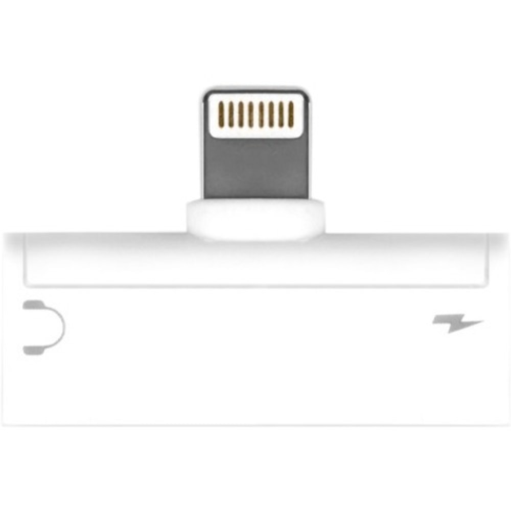 Aluratek Lightning + 3.5 mm Adapter For iPhone/iPad - 1 x Lightning Proprietary Connector Male - 1 x Lightning Proprietary Connector Female, 1 x Mini-phone Stereo Audio Female