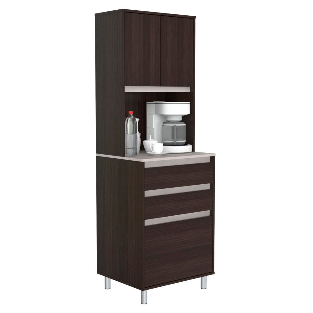 Inval 70-7/8inH Coffee Station Cabinet, Espresso/Ambar Gray