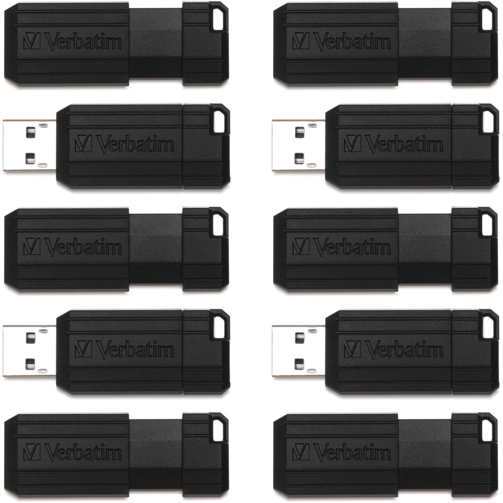 Verbatim PinStripe USB Flash Drive, 32GB, Black, Pack Of 10