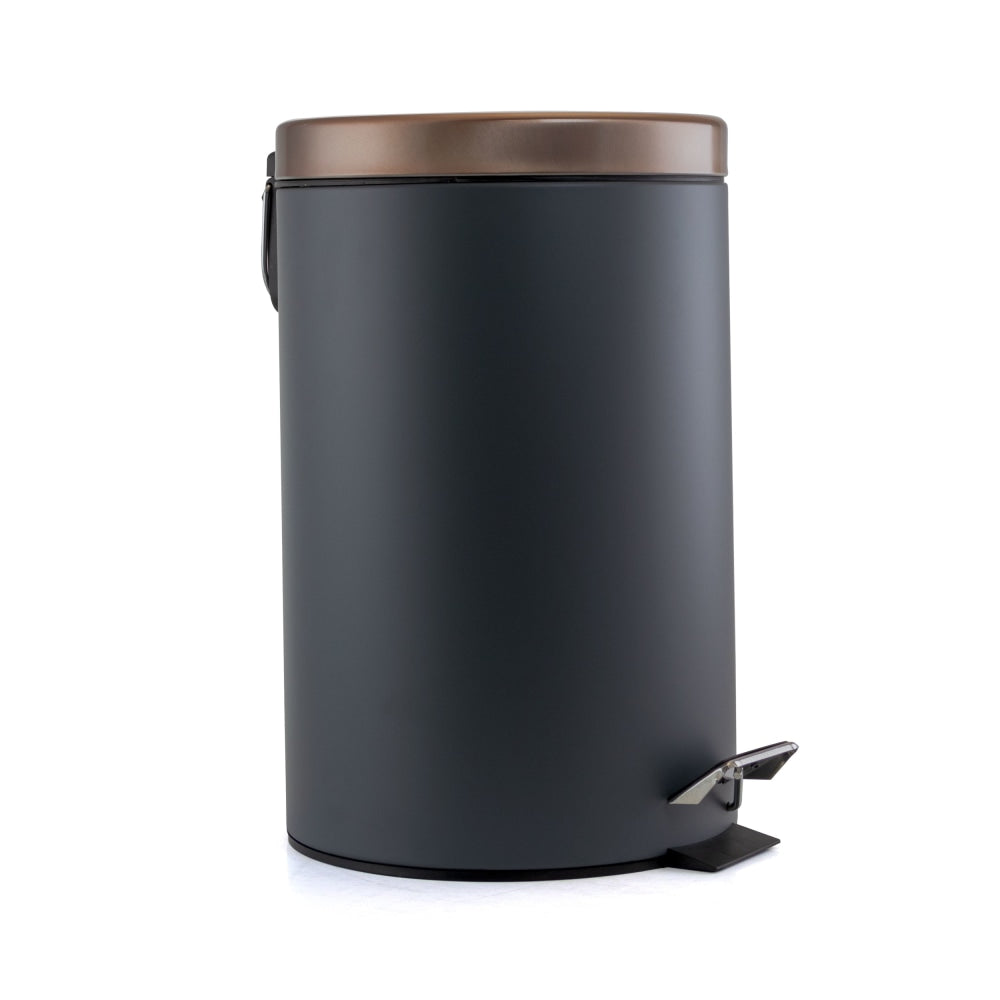 Elama Round Aluminum Pedal Trash Bin, 12.6 Qt, Gray/Copper