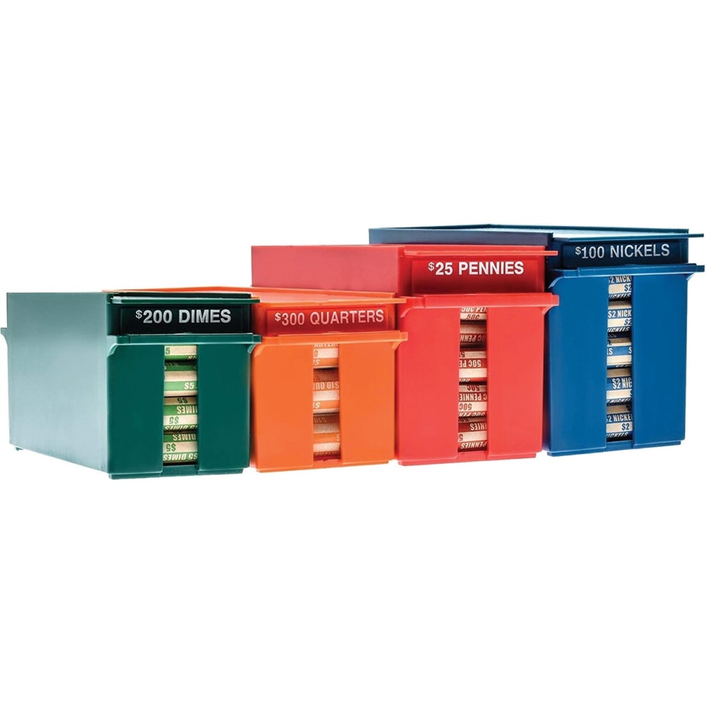 Nadex Coins Storage Case - External Dimensions: 14in Length x 11.5in Width x 5in Height - Padlock Closure - Stackable - Orange, Green, Blue, Red - Retail - For Coin, Transportation - 4