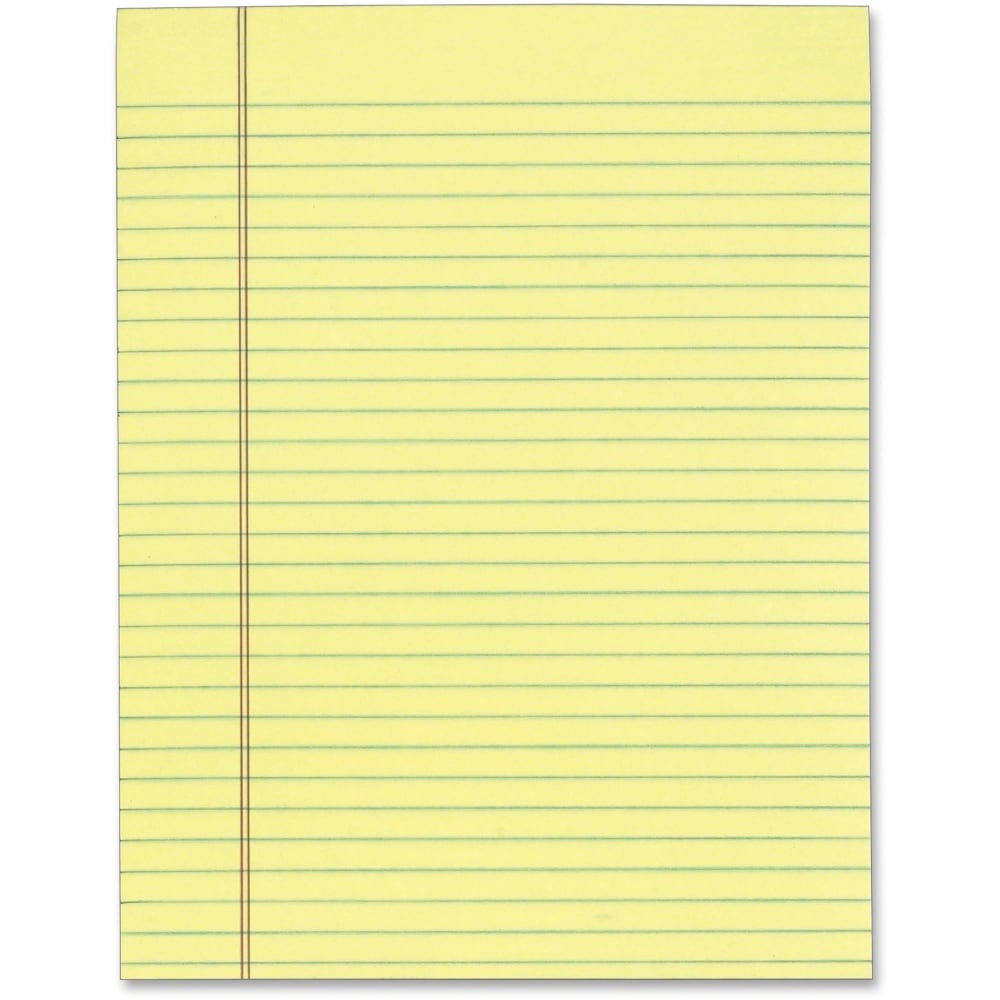 Tops 7522 Gum Top Pad - 50 Sheets - Glue - Ruled Red Margin - 16 lb Basis Weight - Letter - 8 1/2in x 11in - Canary Paper - Perforated - 12 / Pack