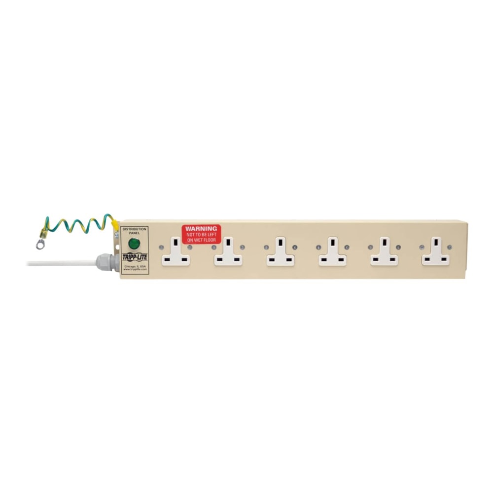 Tripp Lite Safe-IT UK BS-1363 Medical-Grade Power Strip Antimicrobial with 6 UK Outlets, 3m Cord - Power distribution strip - AC - input: Type G - output connectors: 6 (BS 1363A) - 10 ft cord