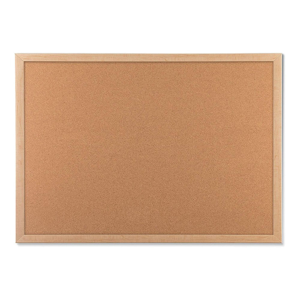 U Brands Cork Bulletin Board, 23in X 17in, Birch Wood Frame