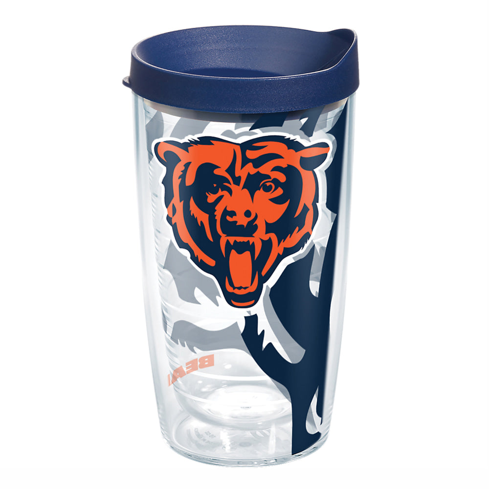 Tervis NFL Tumbler With Lid, 16 Oz, Chicago Bears, Clear