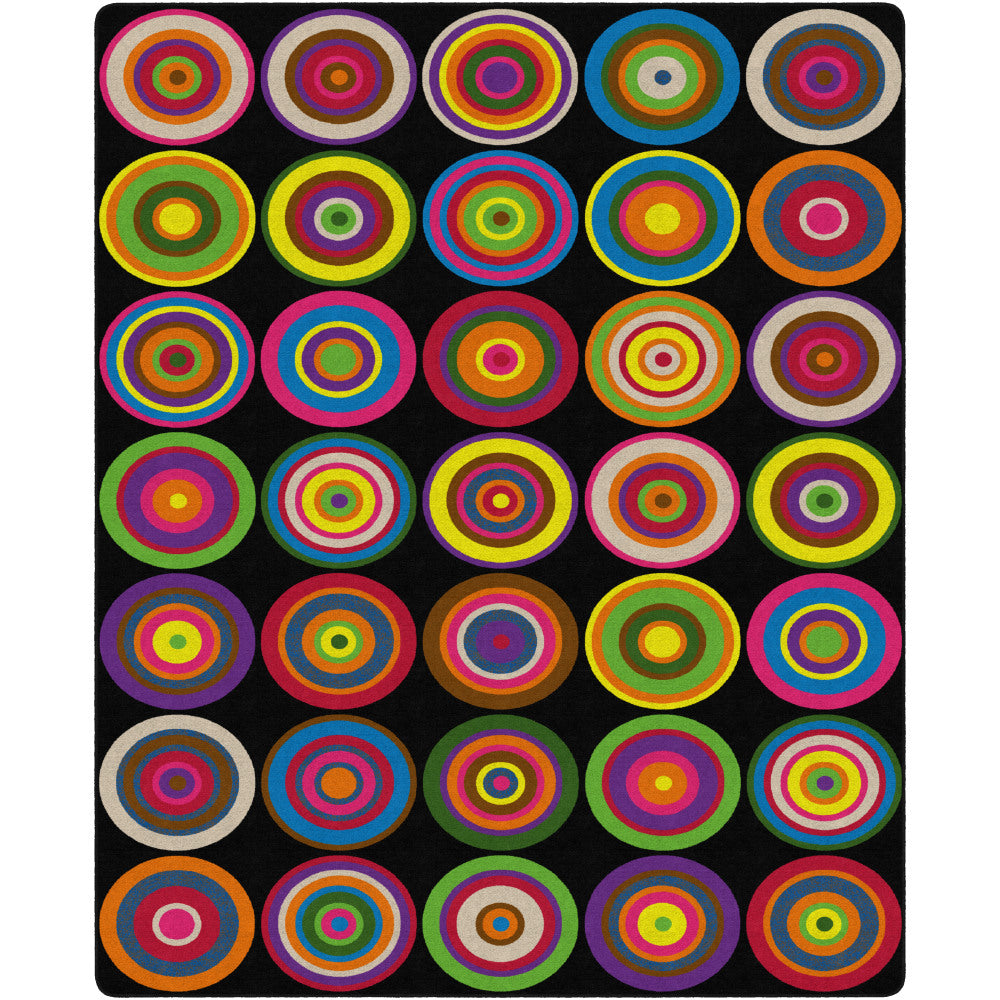 Flagship Carpets Color Rings Rug, Rectangle, 10ft 9in x 13ft 2in, Black