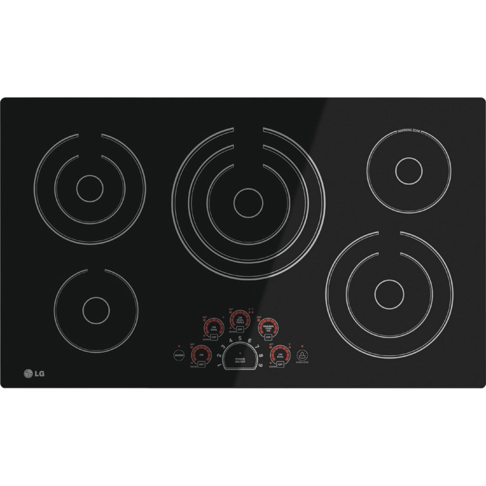 LG LCE3610SB Electric Cooktop - 5 Cooking Element(s) Gas Element - 3000 W Electric Element - Glass Ceramic Cooktop - Black