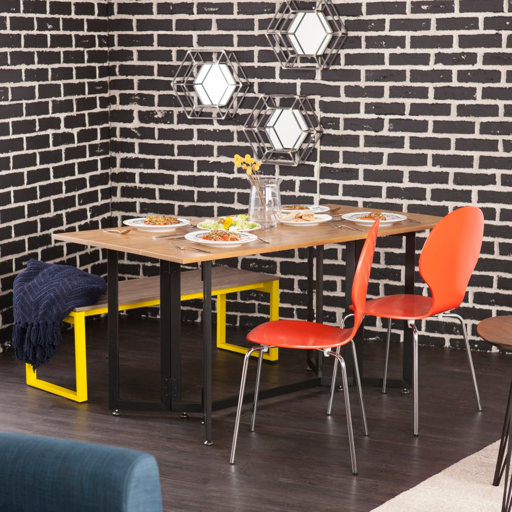 Holly & Martin Driness Drop-Leaf Table, Rectangle, Weathered Oak/Black