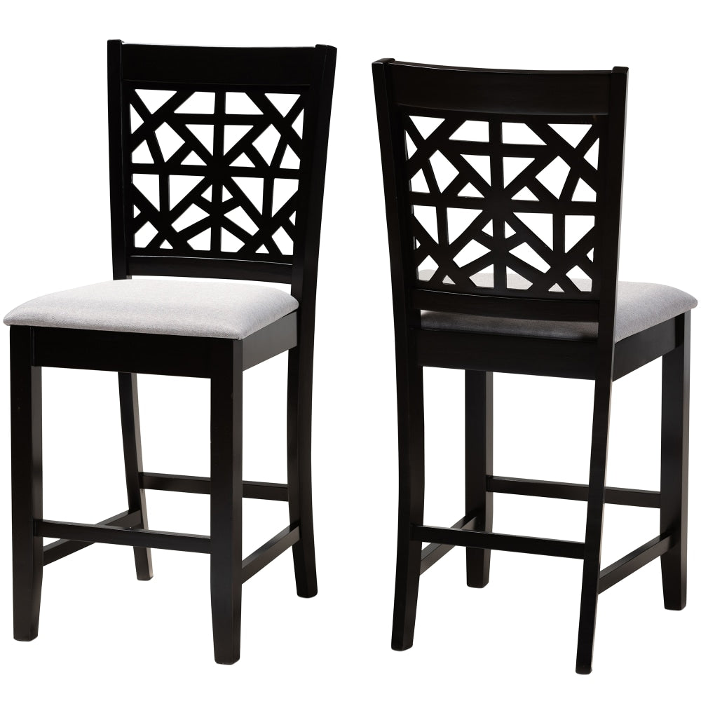 Baxton Studio Devon Counter Stools, Gray/Espresso Brown, Set Of 2 Stools