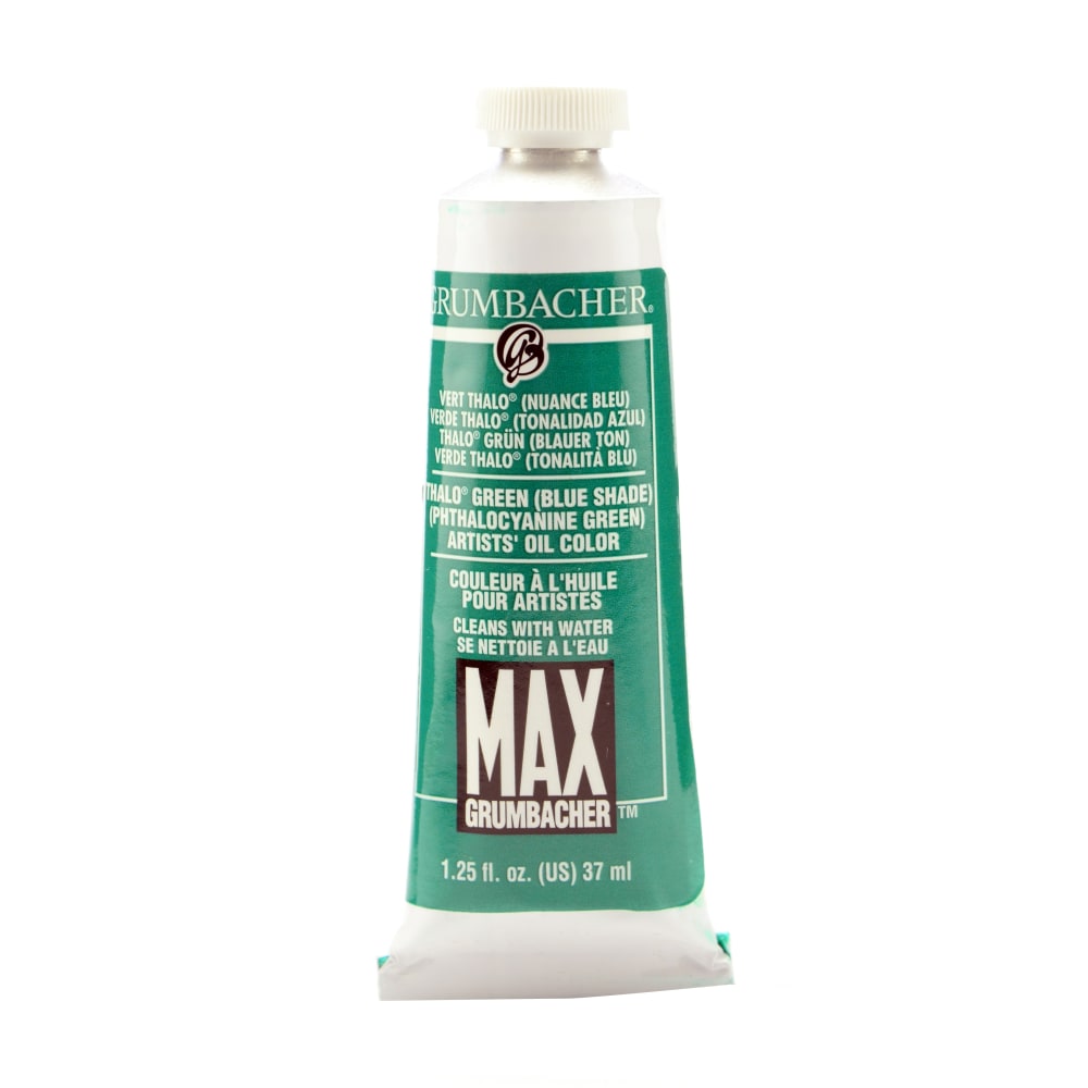 Grumbacher Max Water Miscible Oil Colors, 1.25 Oz, Thalo Green (Blue Shade), Pack Of 2
