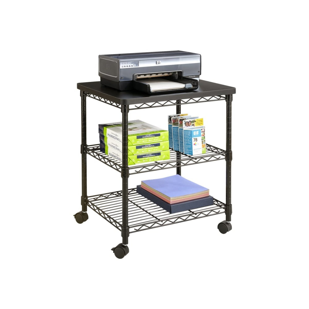 Safco Deskside Wire Machine Stand - 200 lb Load Capacity - 2 x Shelf(ves) - 27in Height x 24in Width x 20in Depth - Steel - Black