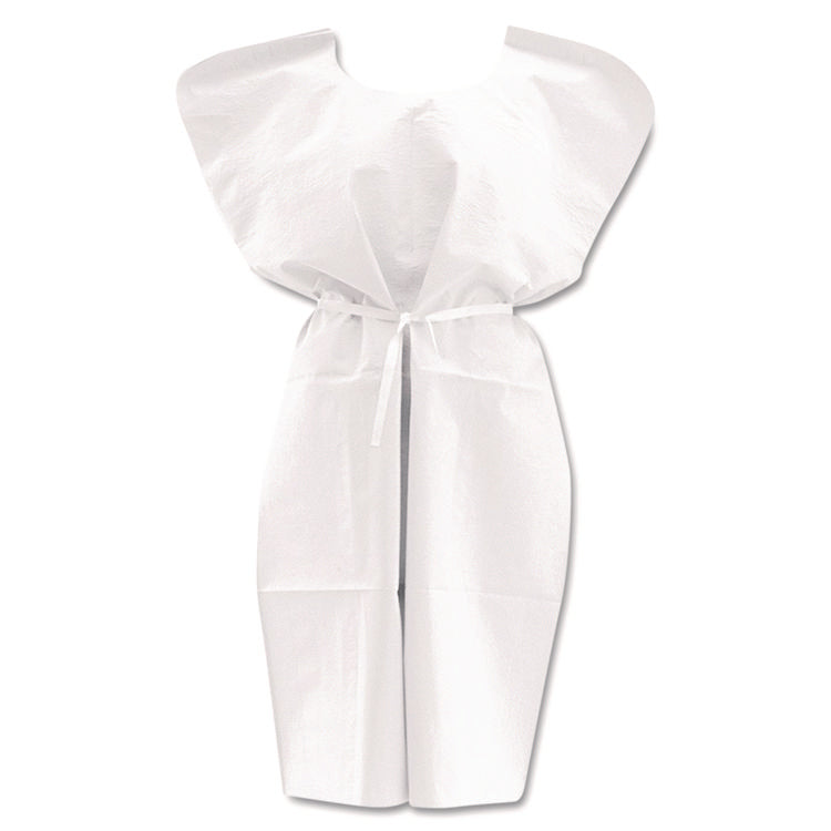 Disposable Patient Gowns, 3-Ply Tissue Poly Tissue, 30" x 42", White, 50/Carton