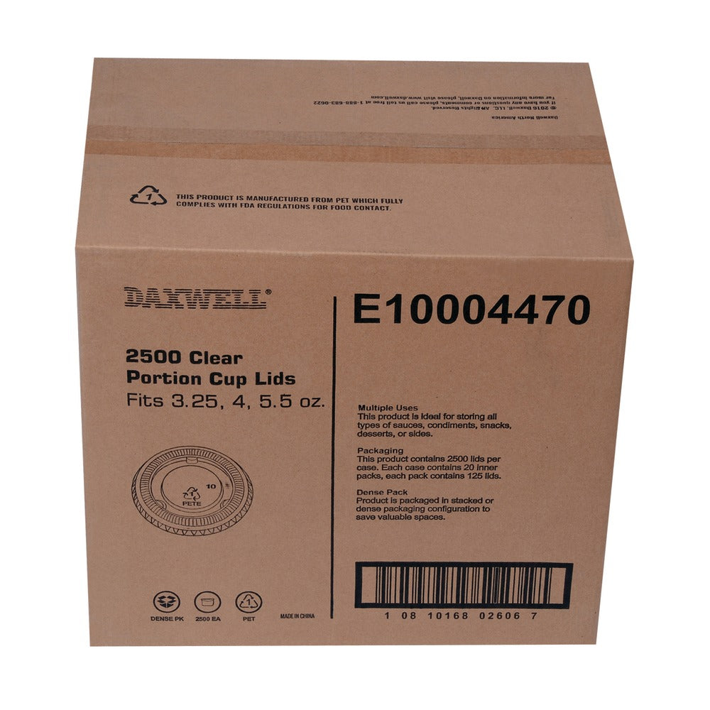 Daxwell Portion Cup Lids, For 3.25, 4 And 5.5 Oz Portion Cups, Clear, Case Of 2,500 Lids