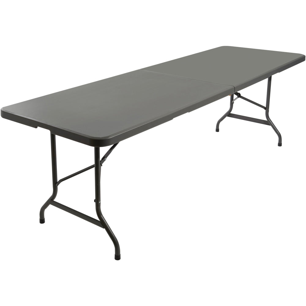 Iceberg IndestrucTable TOO Bifold Table - Rectangle Top - Contemporary Style - Adjustable Height - 96in Table Top Length x 30in Table Top Width x 2in Table Top Thickness - 29in Height - Charcoal, Powder Coated - Tubular Steel