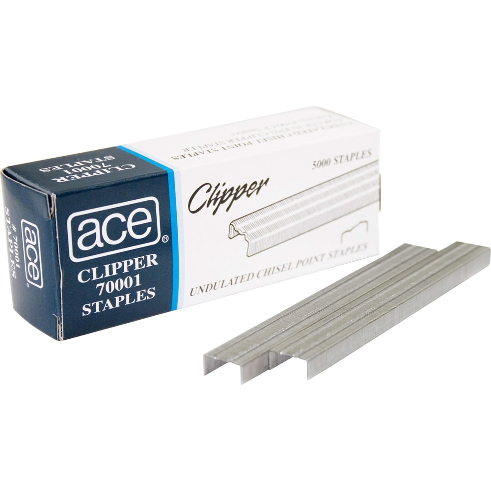 Advantus Ace Undulated Clipper Staples, 1/4in, Box Of 5000