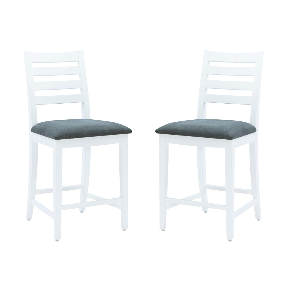 Linon Fulton Upholstered Counter-Height Stools With Backs, Gray/White, Set Of 2 Stools