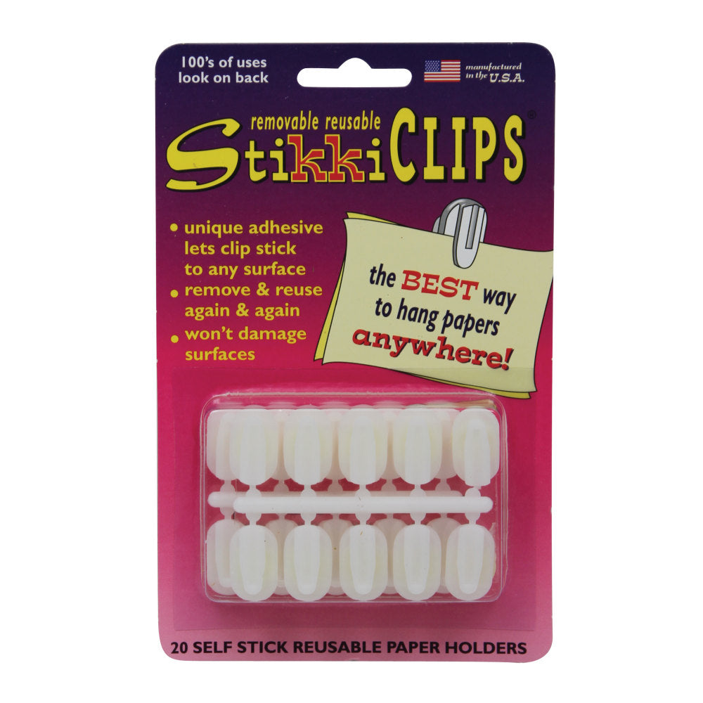 Stikkiworks Co. StikkiCLIPS, 3/4in, 6-Sheet Capacity, White, 20 Clips Per Pack, Set Of 6 Packs