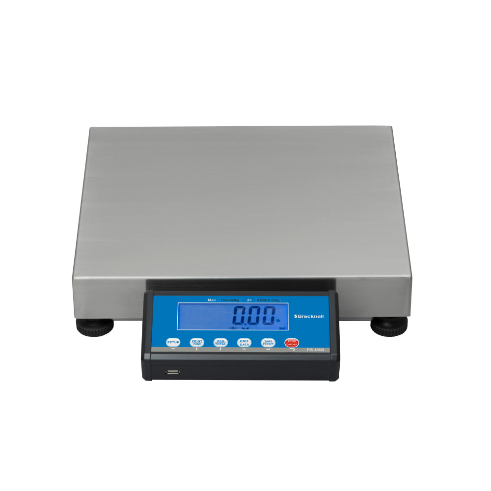 Brecknell PS-USB Shipping Scale, 16inH x 14inW x 3 3/16inD, 150-Lb Capacity, Gray